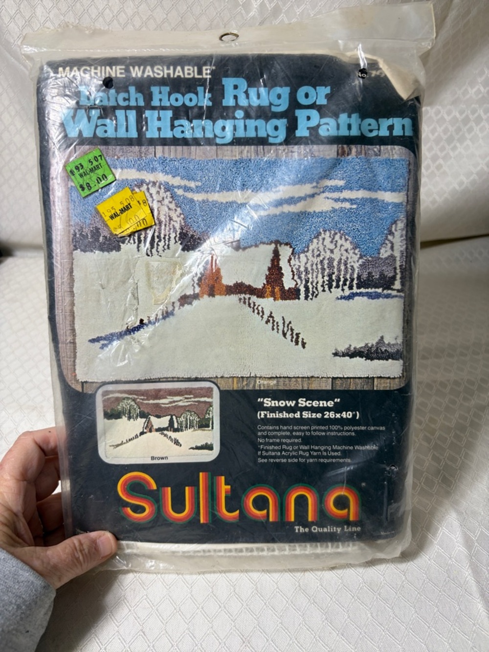 "Snow Scene" Hook Rug or Wall Hanging Pattern - Blue/White/Brown